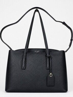 Kate Spade New York Margaux Large Work Tote Black Cow Leather Convertable